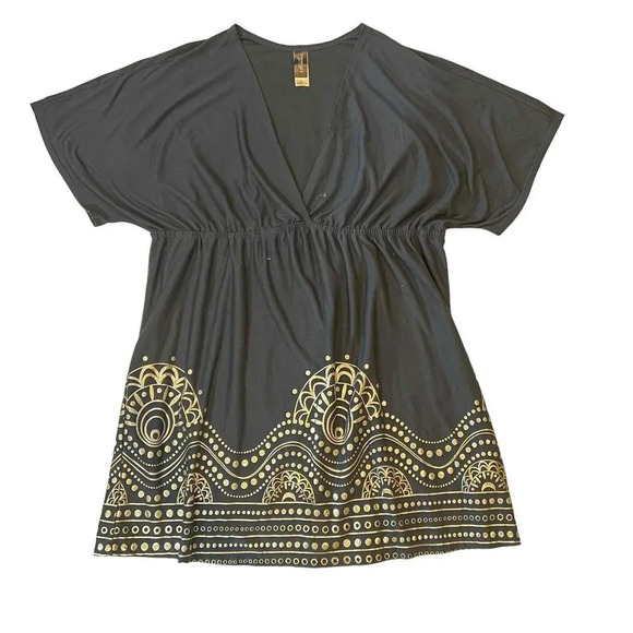 Swimsuits For All Women's Navy & Silver V-Neck Dress w/ Details Cover-up Size 26 - Picture 2 of 7